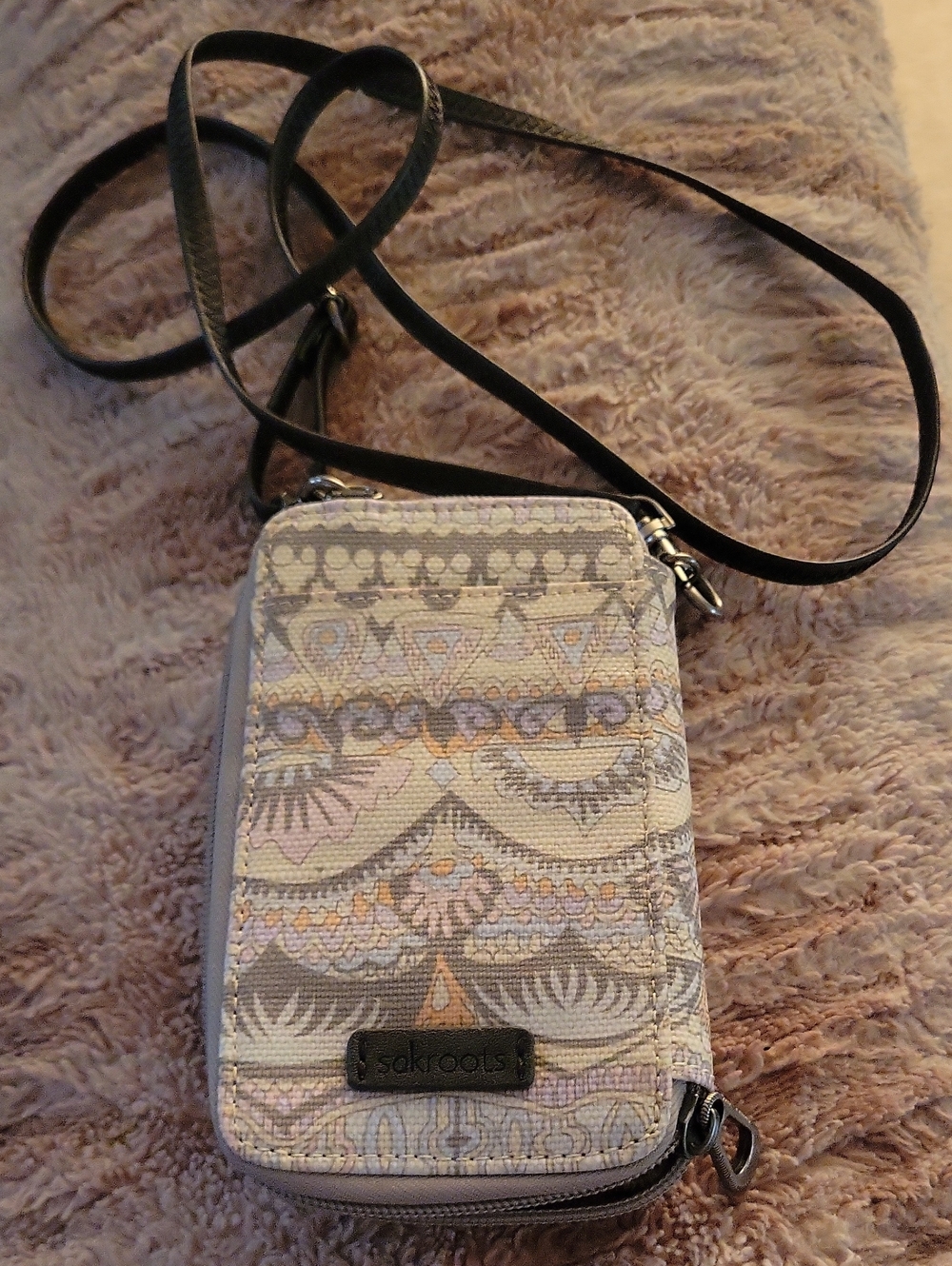 Sakroots Crossbody Phone Wallet with Black Strap